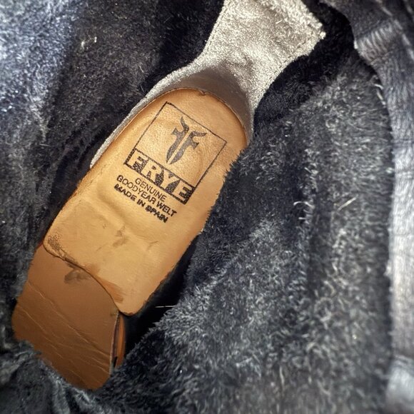 Frye Dorado Black Leather Ankle Buckle Boot Slouchy Size 8 - Picture 10 of 11